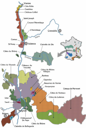 rhone-map - Maurice Wine Cru